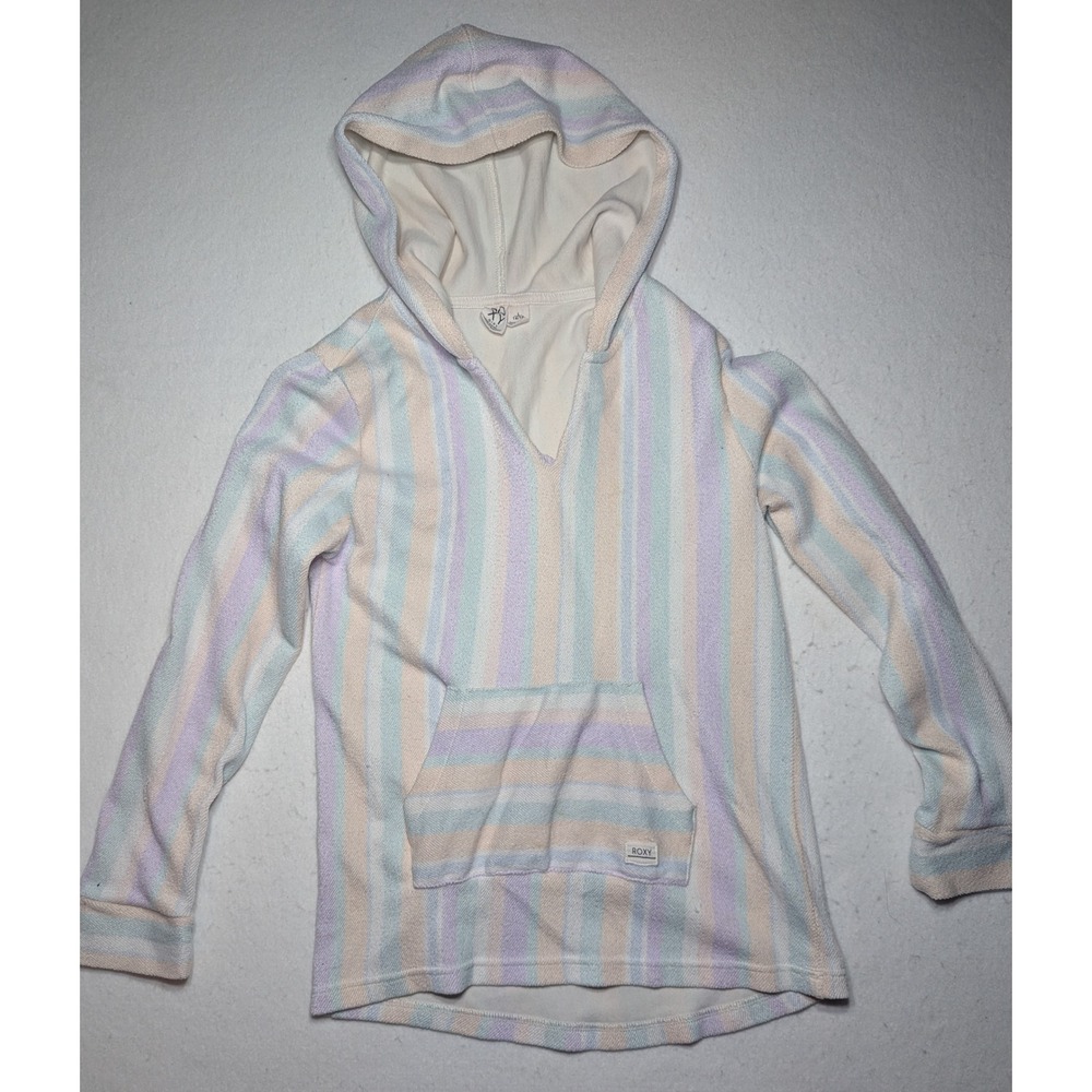 ROXY‎ Girl Pastel Stripe Hoodie Sweatshirt Size 14/16